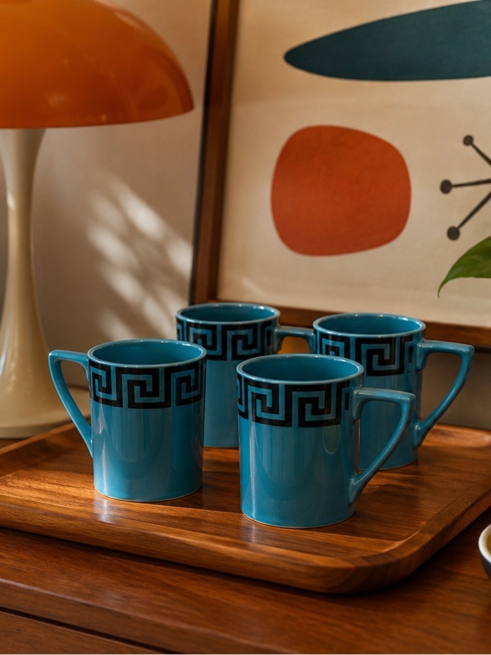 Portmeirion Greek Key Espresso Cup Set – Blue – Set of 4